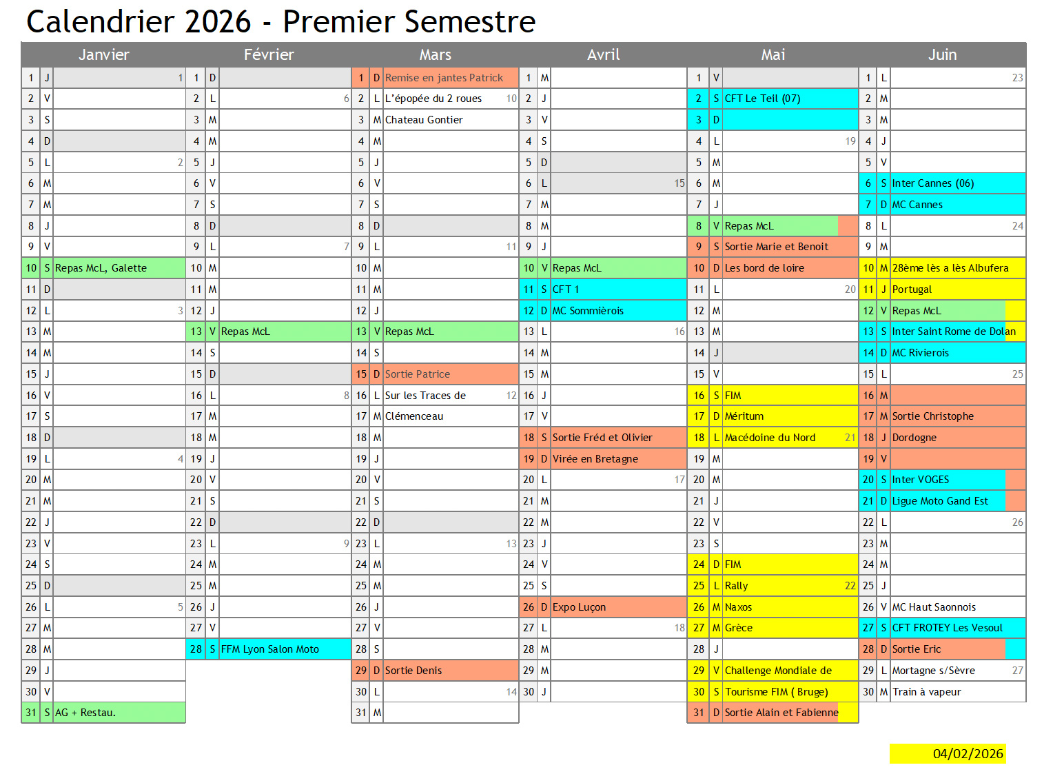 Calendrier MCL 1er Semestre 2026 4 2 2026